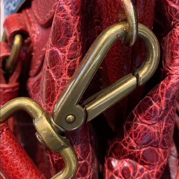 LOCKHART red embossed leather large satchel new! - Picture 4 of 16